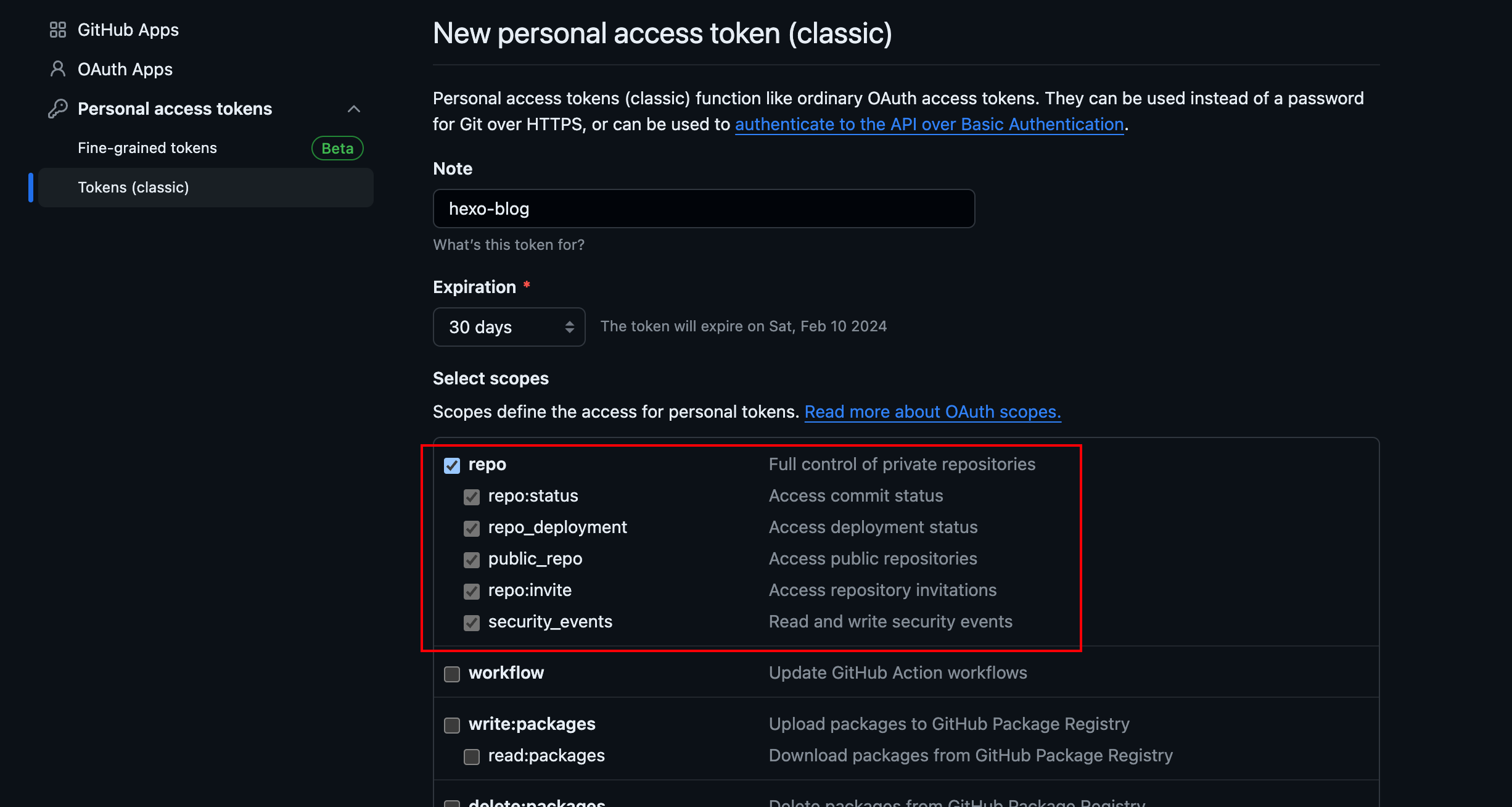 new-personal-access-token